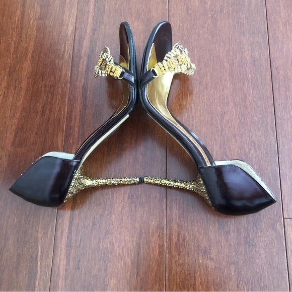 Francesco Secco ombre ,orange ,yellow diamond embellished peep toe pumps sandals - Picture 5 of 17